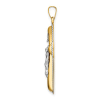 Load image into Gallery viewer, 14k Two-tone and White Rhodium Hollow INRI Crucifix Pendant
