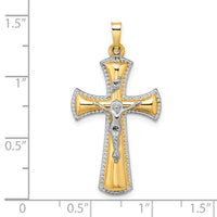 Load image into Gallery viewer, 14k Two-tone and White Rhodium Hollow INRI Crucifix Pendant
