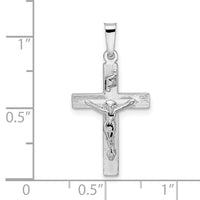 Load image into Gallery viewer, 14k White Gold Polished Solid INRI Striped Crucifix Pendant
