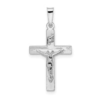 Load image into Gallery viewer, 14k White Gold Polished Solid INRI Striped Crucifix Pendant
