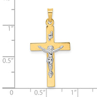 Load image into Gallery viewer, 14k Two-tone Polished Solid INRI Crucifix Pendant
