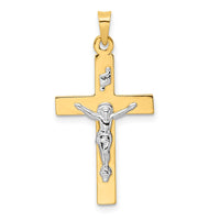 Load image into Gallery viewer, 14k Two-tone Polished Solid INRI Crucifix Pendant
