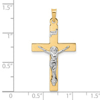 Load image into Gallery viewer, 14k Two-tone Polished Solid INRI Crucifix Pendant
