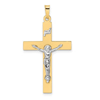 Load image into Gallery viewer, 14k Two-tone Polished Solid INRI Crucifix Pendant

