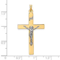 Load image into Gallery viewer, 14k Two-tone Polished Solid INRI Crucifix Pendant
