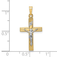 Load image into Gallery viewer, 14k Two-tone Polished Solid INRI Crucifix Pendant
