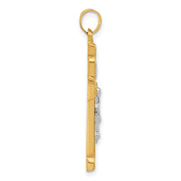 Load image into Gallery viewer, 14k Two-Tone Hollow INRI Crucifix Pendent
