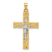 Load image into Gallery viewer, 14k Two-Tone Hollow INRI Crucifix Pendent
