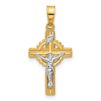 Load image into Gallery viewer, 14k Two-Tone Hollow INRI Crucifix Pendent
