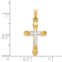Load image into Gallery viewer, 14ky w/ Rhodium Hollow Cross Pendant
