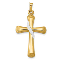 Load image into Gallery viewer, 14K Two-Tone Hollow Cross w/Drape Pendant
