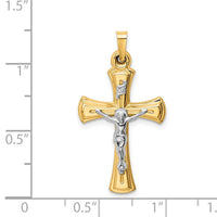 Load image into Gallery viewer, 14k Two-tone INRI Hollow Crucifix Pendant
