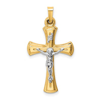 Load image into Gallery viewer, 14k Two-tone INRI Hollow Crucifix Pendant
