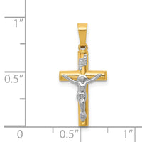 Load image into Gallery viewer, 14k Two-tone INRI Hollow Crucifix Pendant
