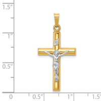 Load image into Gallery viewer, 14k Two-tone INRI Hollow Crucifix Pendant
