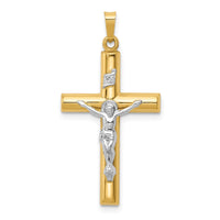Load image into Gallery viewer, 14k Two-tone INRI Hollow Crucifix Pendant
