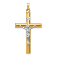 Load image into Gallery viewer, 14k Two-tone INRI Hollow Crucifix Pendant
