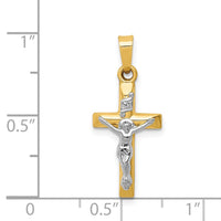Load image into Gallery viewer, 14k Two-tone INRI Hollow Crucifix Pendant
