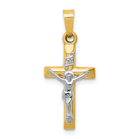Load image into Gallery viewer, 14k Two-tone INRI Hollow Crucifix Pendant
