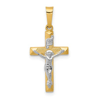 Load image into Gallery viewer, 14k Two-tone INRI Hollow Crucifix Pendant
