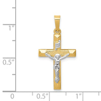 Load image into Gallery viewer, 14k Two-tone INRI Hollow Crucifix Pendant
