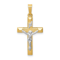 Load image into Gallery viewer, 14k Two-tone INRI Hollow Crucifix Pendant
