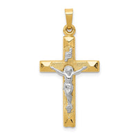 Load image into Gallery viewer, 14k Two-tone INRI Hollow Crucifix Pendant
