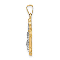 Load image into Gallery viewer, 14k Two-tone INRI Hollow Crucifix Pendant
