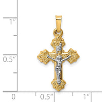 Load image into Gallery viewer, 14k Two-tone INRI Hollow Crucifix Pendant
