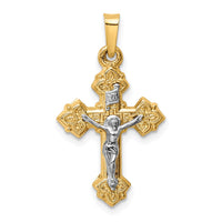 Load image into Gallery viewer, 14k Two-tone INRI Hollow Crucifix Pendant
