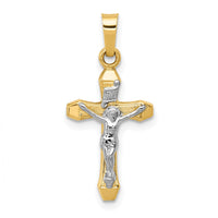 Load image into Gallery viewer, 14k Two-tone INRI Hollow Crucifix Pendant
