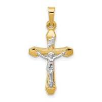 Load image into Gallery viewer, 14k Two-tone INRI Hollow Crucifix Pendant
