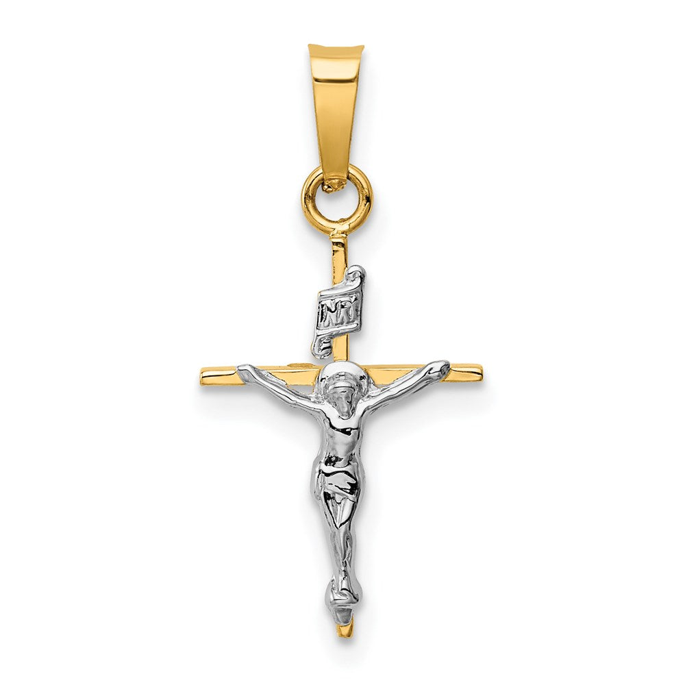14k Two-tone INRI Crucifix Pendant