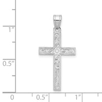 Load image into Gallery viewer, 14K White Floral Cross Pendant
