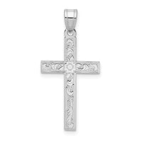 Load image into Gallery viewer, 14K White Floral Cross Pendant
