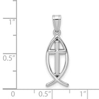 Load image into Gallery viewer, 14k White Gold Cross Ichthus Fish Pendant
