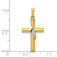 Load image into Gallery viewer, 14K Two-Tone Hollow Cross w/Drape Charm
