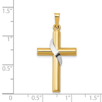 Load image into Gallery viewer, 14K Two-Tone Hollow Cross w/Drape Charm
