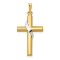 Load image into Gallery viewer, 14K Two-Tone Hollow Cross w/Drape Charm
