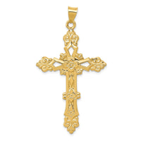 Load image into Gallery viewer, 14K Polished Fleur de Lis Cross Pendant
