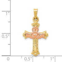 Load image into Gallery viewer, 14k Two-tone Claddagh Cross Pendant
