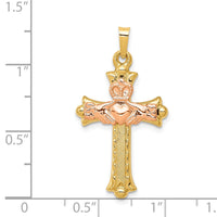Load image into Gallery viewer, 14k Two-Tone Claddagh Cross Pendant
