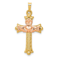 Load image into Gallery viewer, 14k Two-Tone Claddagh Cross Pendant
