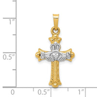 Load image into Gallery viewer, 14k Two-tone Claddagh Cross Pendant
