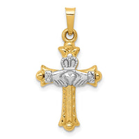 Load image into Gallery viewer, 14k Two-tone Claddagh Cross Pendant

