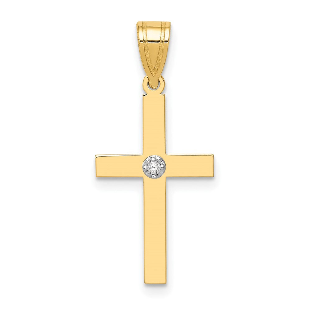 14k Polished .01ct. Diamond Cross Pendant