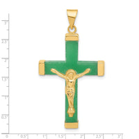 Load image into Gallery viewer, 14k 3-D Green Dyed Quartz Crucifix Pendant
