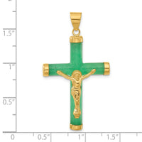 Load image into Gallery viewer, 14ky Green Jade Crucifix Pendant
