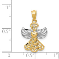 Load image into Gallery viewer, 14K w/Rhodium Filigree Angel Pendant
