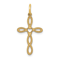 Load image into Gallery viewer, 14K Loop w/Center Heart Cross Pendant
